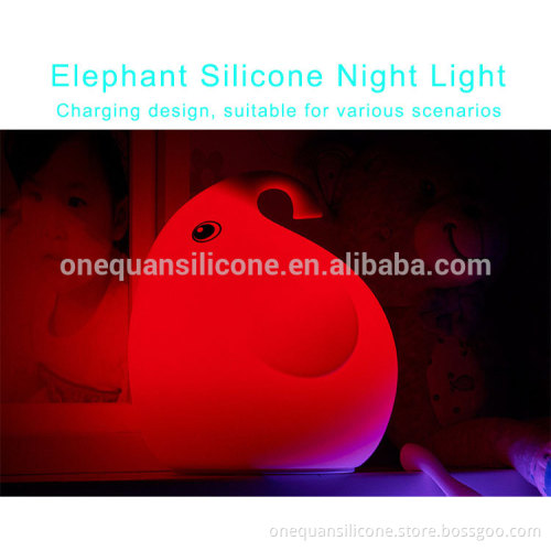 Lovely elephant shape silicone LED Nightlight